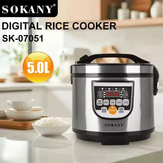 Sokany SK-07051 Digital Rice Cooker – 5L Capacity with Multi-Cooking Functions
