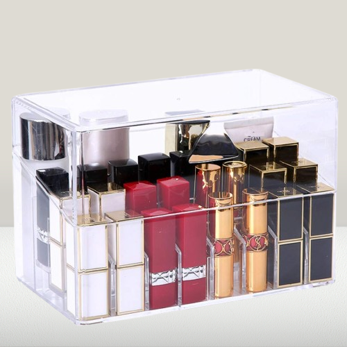 24-Slot Acrylic Lipstick Organizer with Lid – Cosmetic Holder