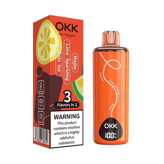 Okk Tripo 3-in-1 Disposable Vape – Cola Ice, Lime Sparkling & Mojito – 20,000 Puffs | 35mg Nicotine