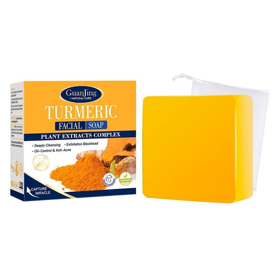 GuanJing Handmade Turmeric Soap Bar – Natural Face & Body Cleanser (100g)