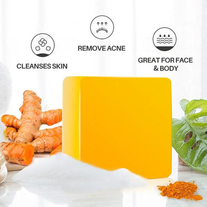 GuanJing Handmade Turmeric Soap Bar – Natural Face & Body Cleanser (100g)