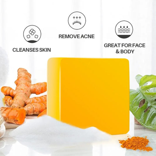 GuanJing Handmade Turmeric Soap Bar – Natural Face & Body Cleanser (100g)