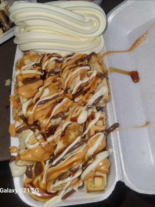 Drip Waffle with Ice Cream