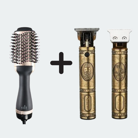 Hair Trimmer + Keratin Straightening Brush Set