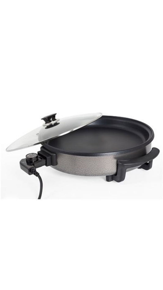 Condere 1500W Electric Pizza Pan with Glass Lid – Non-Stick Surface & Adjustable Temperature