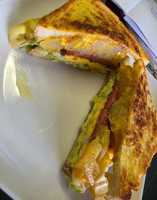 Polony, Egg & Cheese Toasted Sandwich + Chips