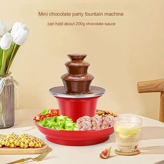 3-Layer Chocolate Fountain Machine – 65W Mini with Removable Tray (For 200g Chocolate Sauce)