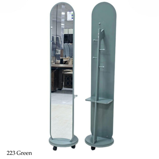 Rotating Oval Floor Mirror with Wheels – 170cm x 35cm – Green