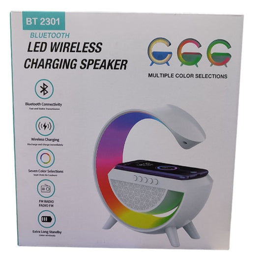 BT2301 LED Multi-Color Wireless Charging Speaker – Bluetooth, FM, USB, AUX, LED Light