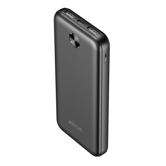 Astrum PB115 10000mAh Slim Power Bank – Dual USB, Fast Charging, 2.1A Output – Black