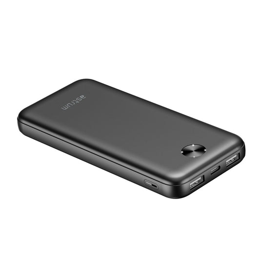 Astrum PB115 10000mAh Slim Power Bank – Dual USB, Fast Charging, 2.1A Output – Black