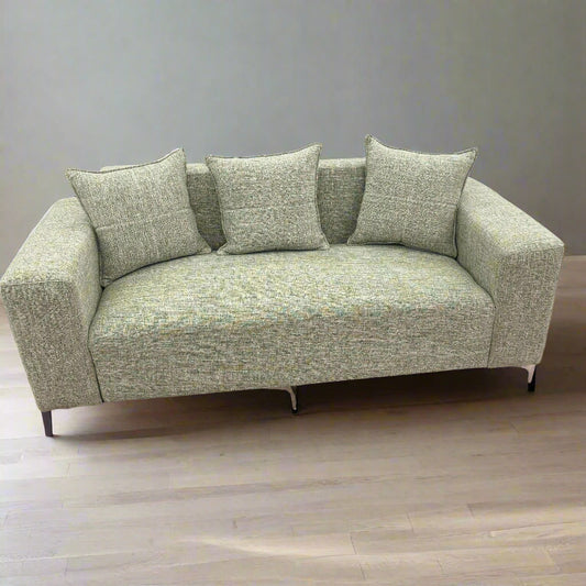 Green 3 Seater Fabric Couch – Modern Minimalist Sofa (1.96m x 0.8m)