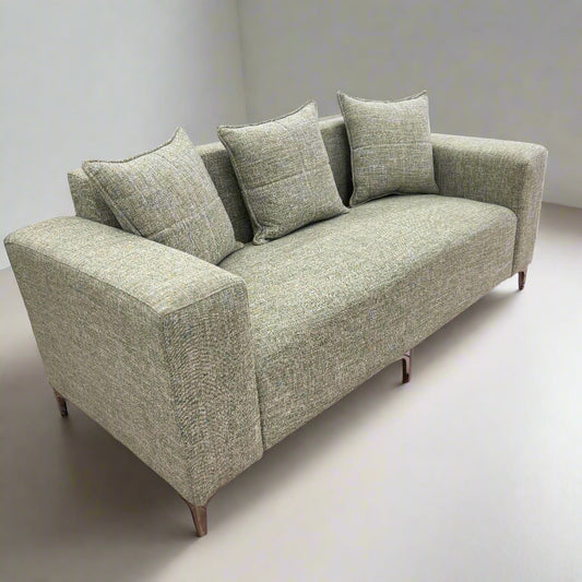 Green 3 Seater Fabric Couch – Modern Minimalist Sofa (1.96m x 0.8m)
