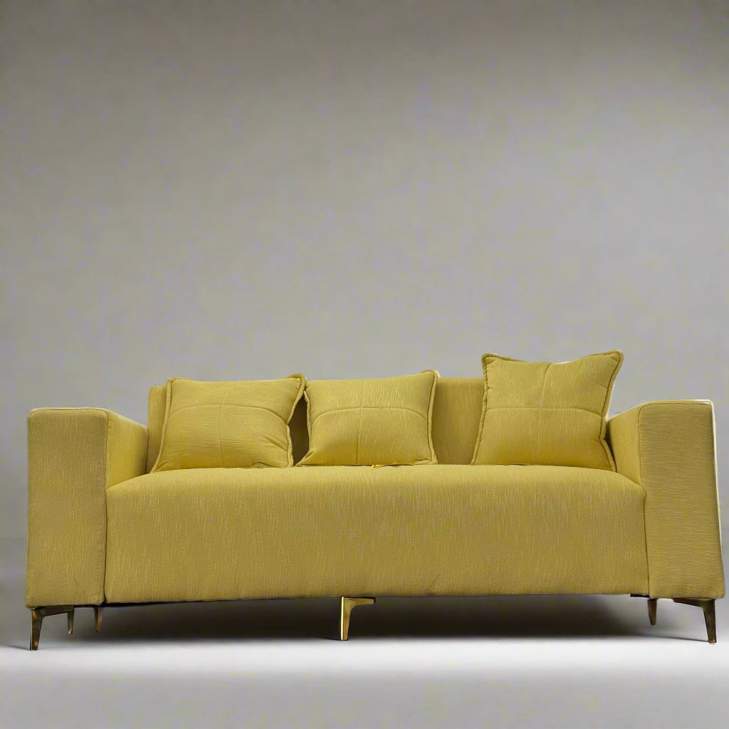 Fatima 3 Seater Couch – 1.9m x 0.8m – Fabric with Stainless Steel Feet
