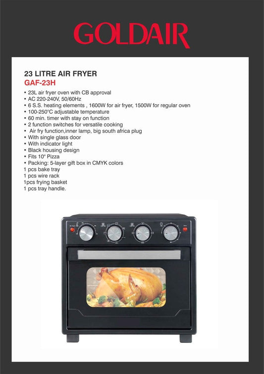 Goldair 23L Air Fryer Oven – Black (GAF-23H)