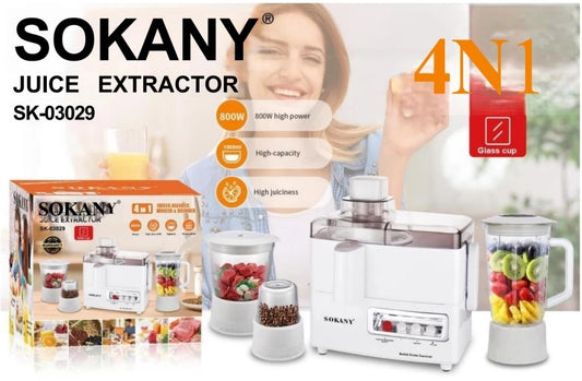 Sokany SK-03029 800W 4-in-1 Juicer Mixer Grinder – White (4 Jars)