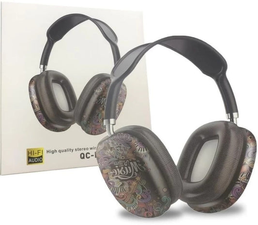 QC-P9 HD Stereo Wireless Headphones – Over-Ear, Deep Bass, 15H Battery, Built-In Mic & Active Noise Cancellation
