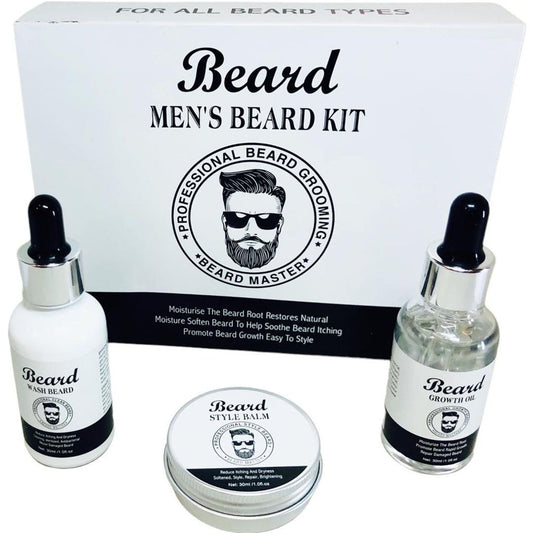Set of 3 Men’s Beard Grooming Kit – 30 ml Each
