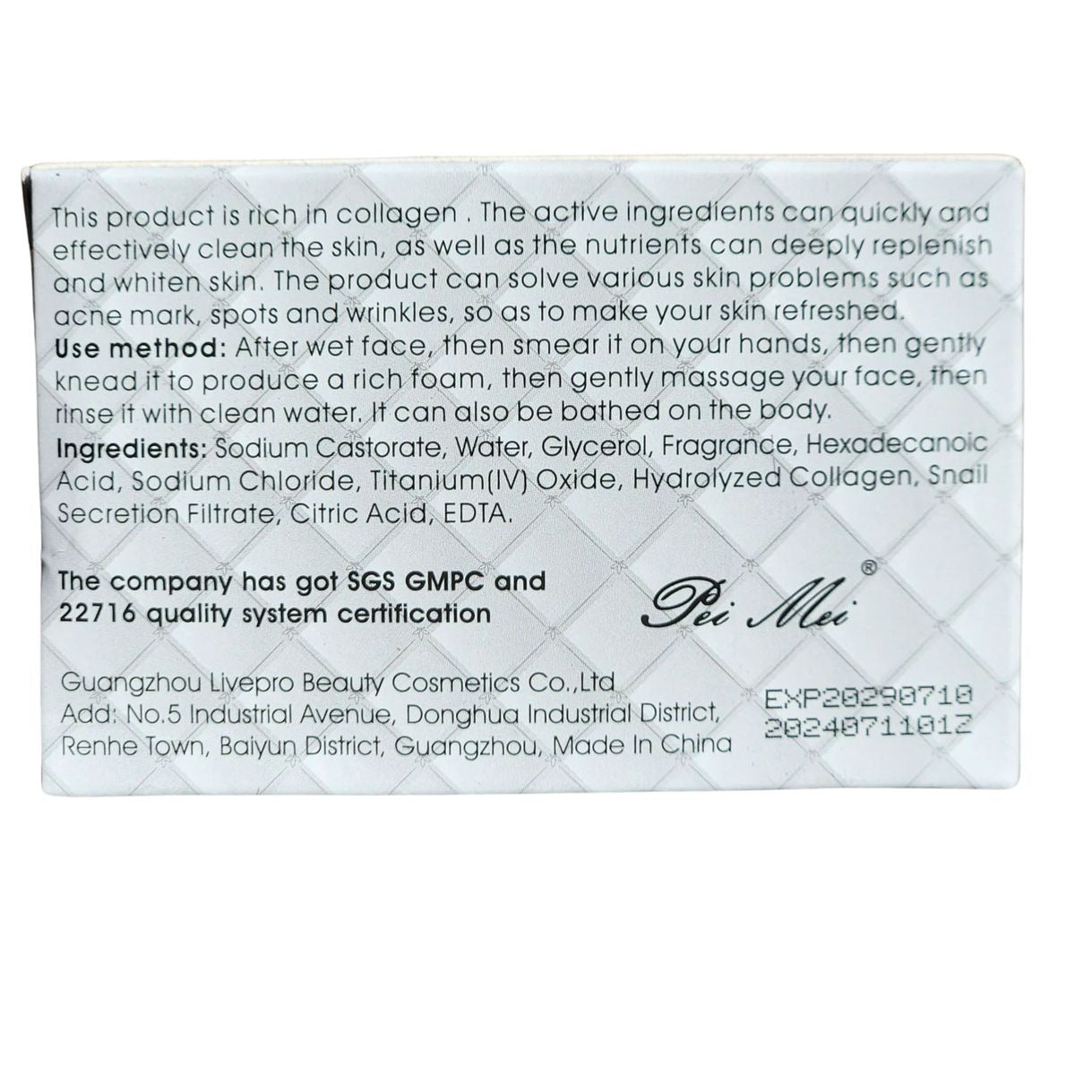 Collagen Deep Cleansing Snail Beauty Soap – 100 g