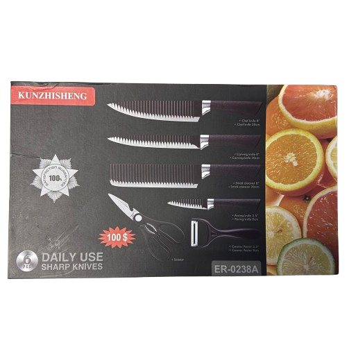 6-Piece Non-Stick Weave Design Knife Set with Acrylic Block