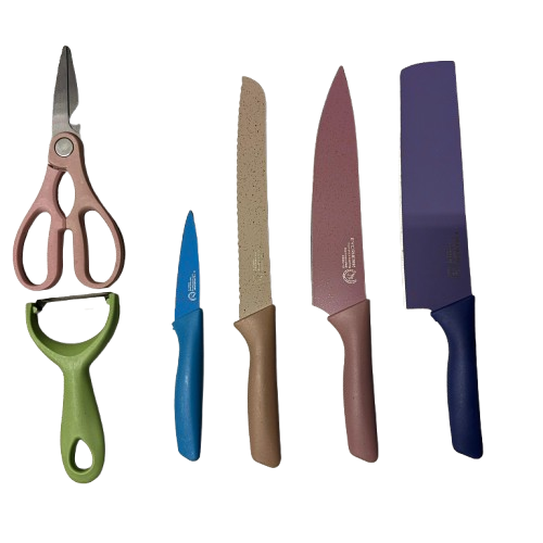 EVCRIERH Corrugated Kitchen Knife Set – 6-Piece Multipurpose Set