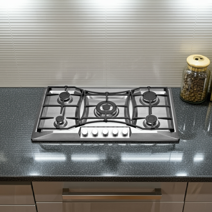 Goldair GSGH-500 5-Burner Stainless Steel Gas Hob – LPG, Battery Ignition