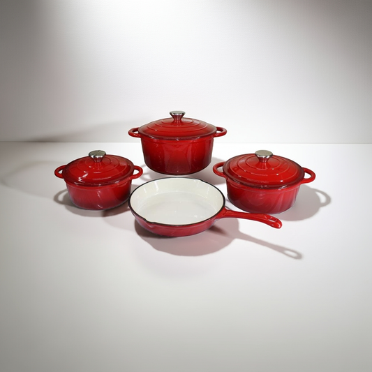 7-Piece Cast Iron Dutch Oven Cookware Set – Oven Safe, Non-Stick, Multi-Size