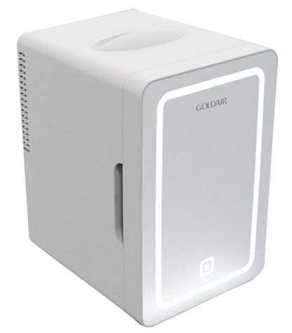 Goldair 6L Compact Beauty Cooler with Mirror & LED Light – White (GMR-600)