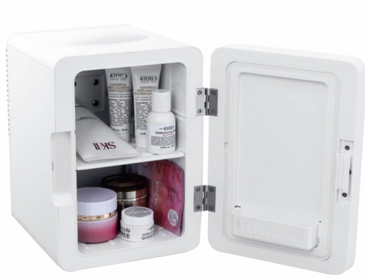 Goldair 6L Compact Beauty Cooler with Mirror & LED Light – White (GMR-600)