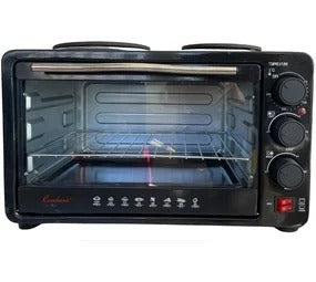 Condere 26L Electric Oven with Dual Hob Set – Black, Adjustable Temperature