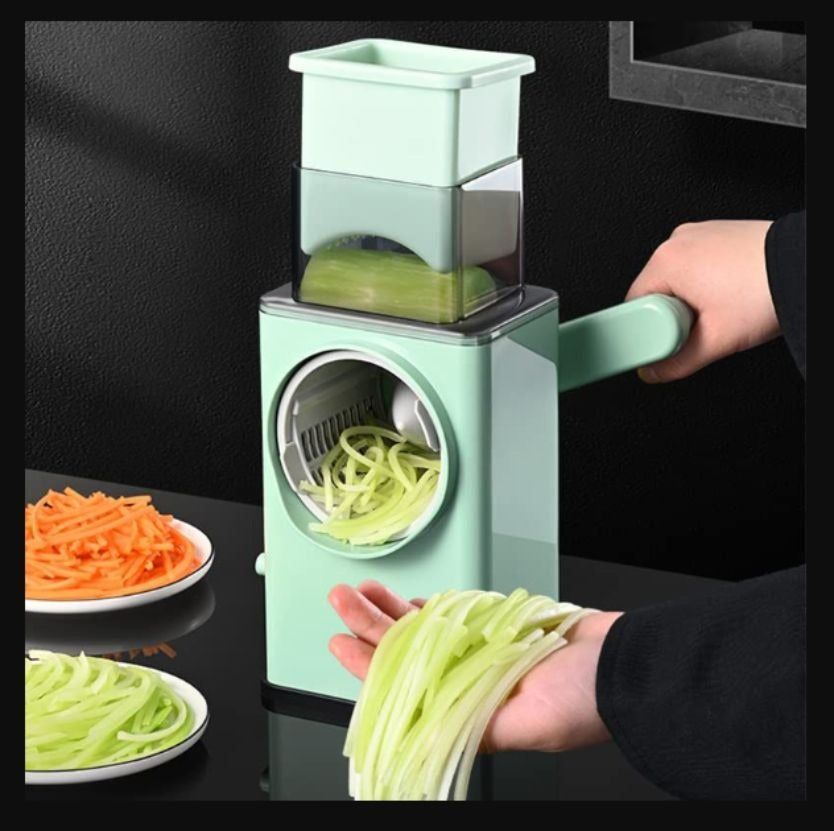 Multifunction Stainless Steel Fruit and Vegetable Cutter – Manual Kitchen Slicer, Green