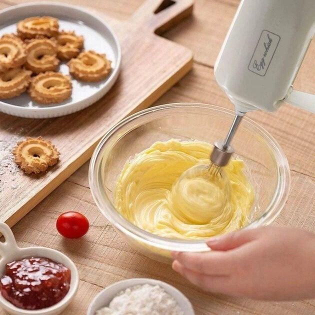 Electric Wireless Egg Whisk – Battery-Operated, Food-Grade ABS & Stainless Steel