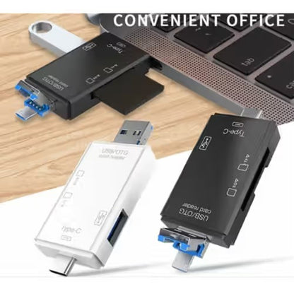 Treqa USB-6 OTG Converter – Type-C Interface with USB, Micro USB, TF & SD Card Support