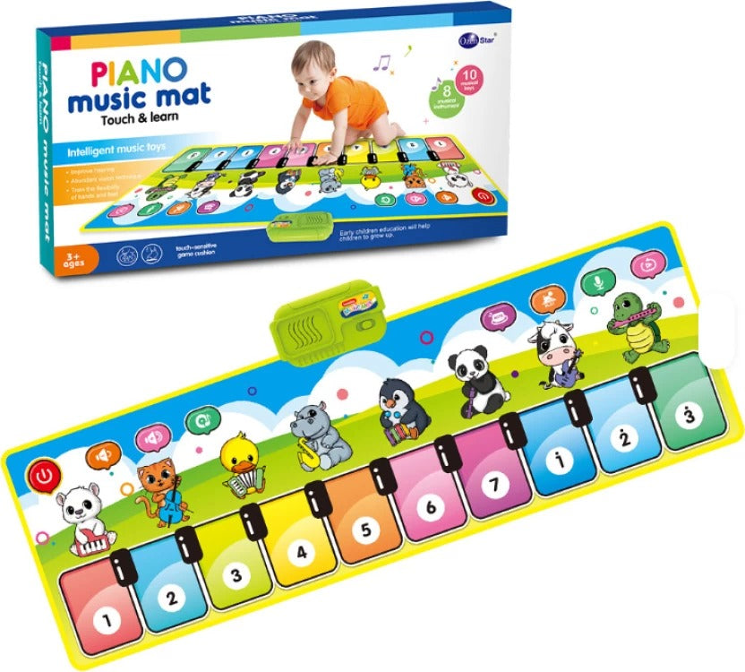 Ozen Star Kids Floor Piano Mat – Soft Musical Dance Playmat (Multicolor, 110×36cm)