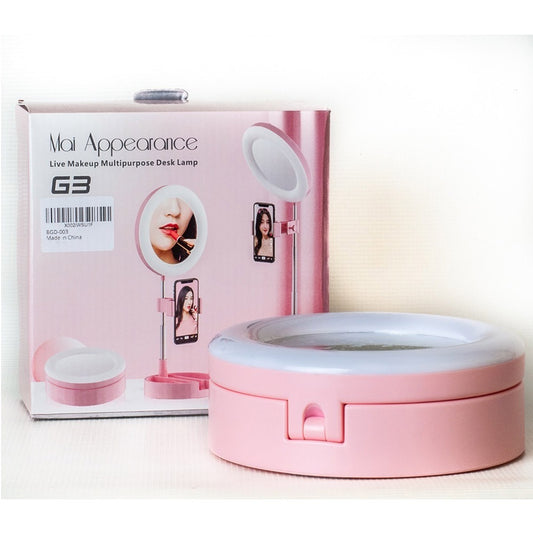 Mai Appearance G3 3-in-1 Dimmable LED Ring Light – 6 Inch Folding Desktop Selfie Light and Mirror Lamp