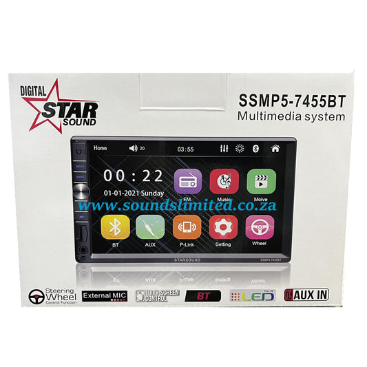 Starsound SSMP5-7455BT 7" Double Din Media Player with Bluetooth